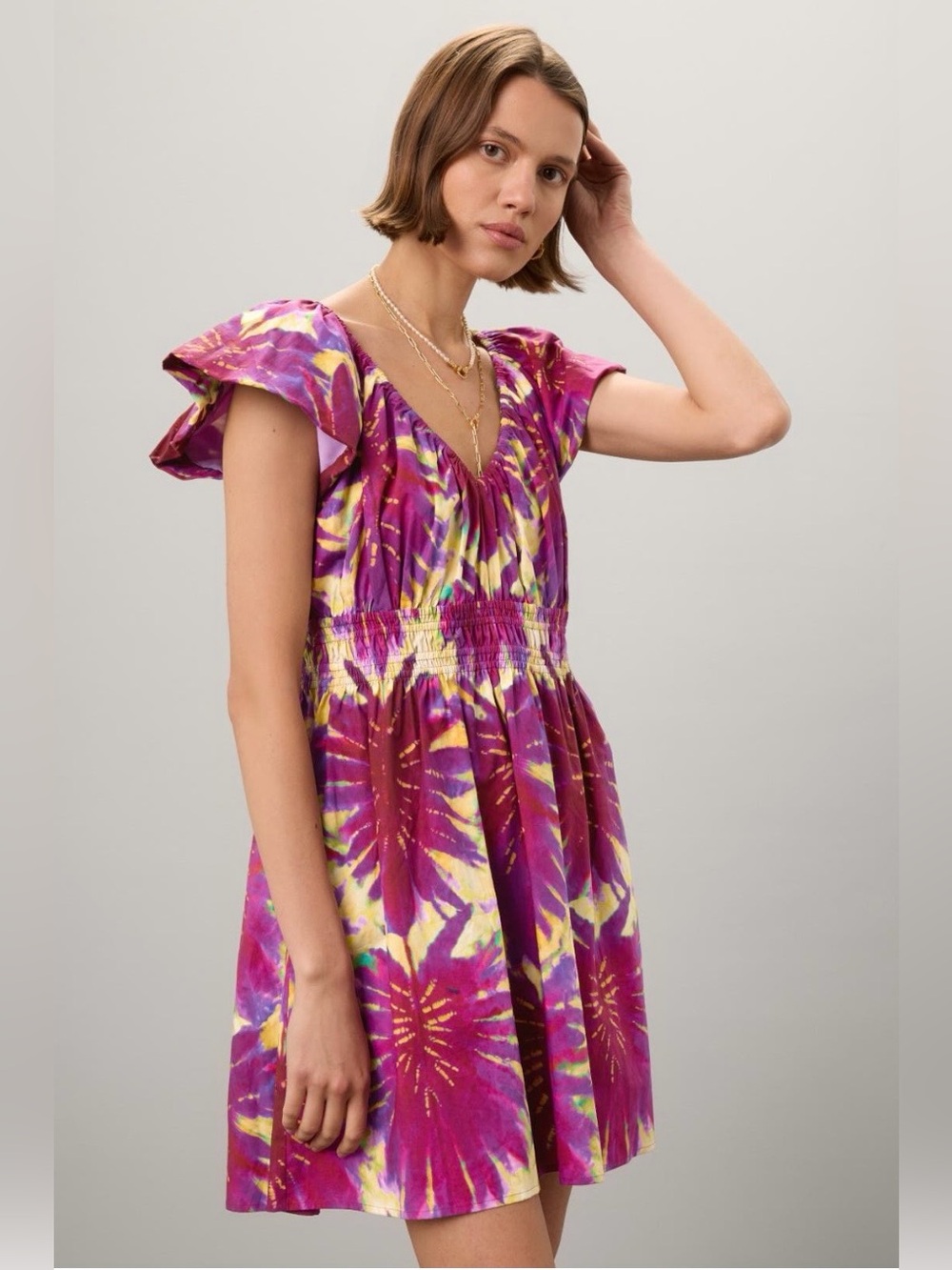 Marie Oliver~Emilia~Purple and Yellow Mini Dress~Size Small~$328~